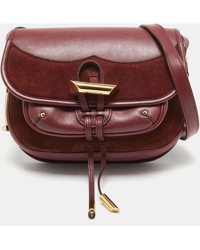 Tod's Leather And Suede toggle Flap Crossbody Bag - Purple