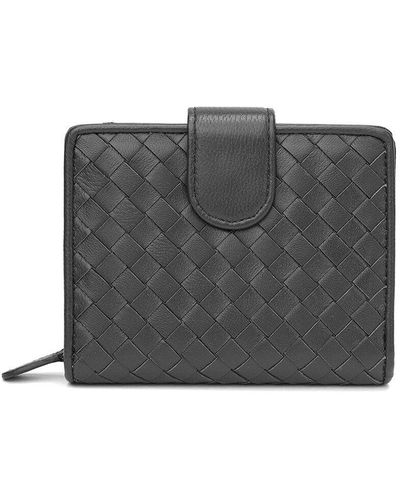 Tiffany & Fred Woven Leather Wallet - Gray