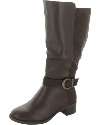 Easy Street Victoria Plus Plus Faux Leather Wide Calf Knee-high Boots - Gray