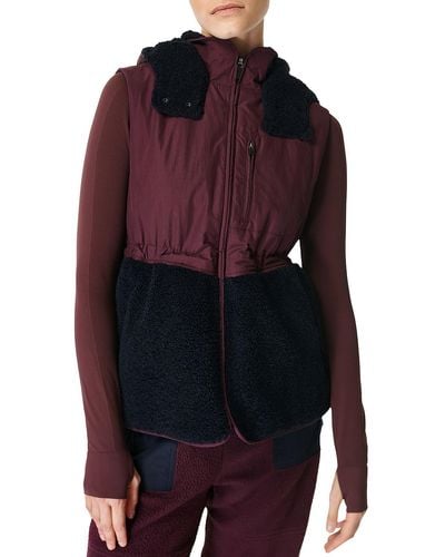 Sweaty Betty Urban Sherpa Hooded Outerwear Vest - Red