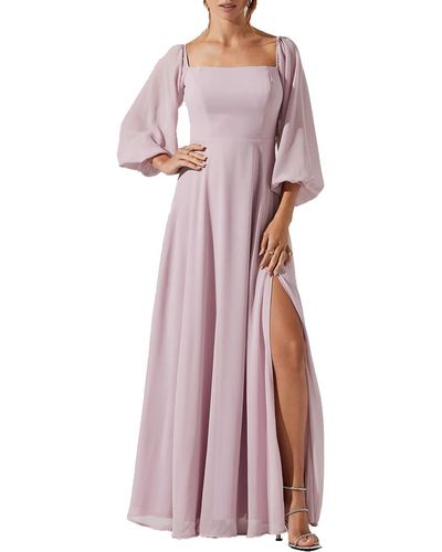 Astr Lucinda Bishop Sleeves Long Maxi Dress - Purple