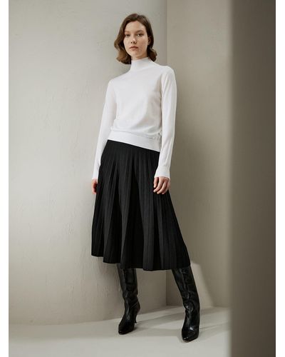 LILYSILK Ultra-fine Merino Wool Mock Neck Thin Sweater - White