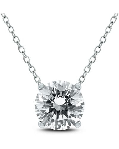 Monary Signature Quality 1 Carat Floating Round Diamond Solitaire Necklace - Metallic