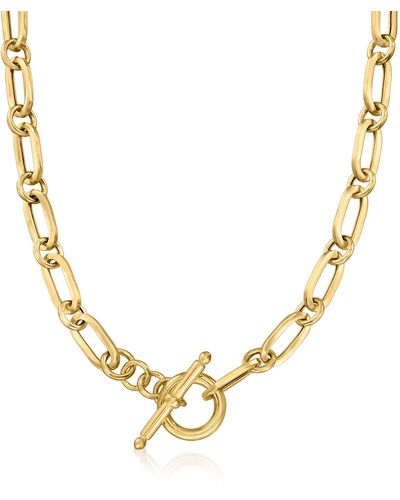 Ross-Simons Italian 18kt Gold Over Sterling Paper Clip Link Necklace - Metallic