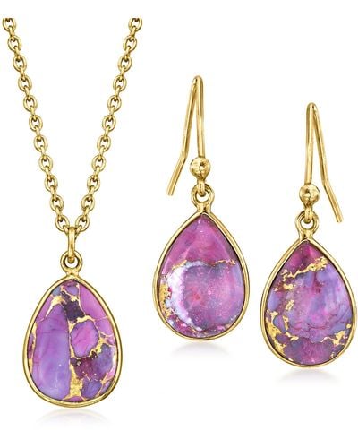Ross-Simons Turquoise Jewelry Set: Pendant Necklace And Drop Earrings - Purple
