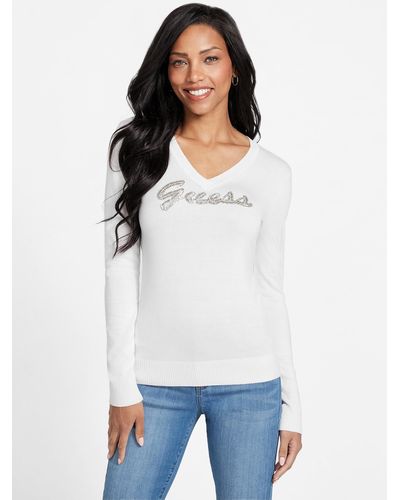 Guess Factory Dora Bead Sweater - White