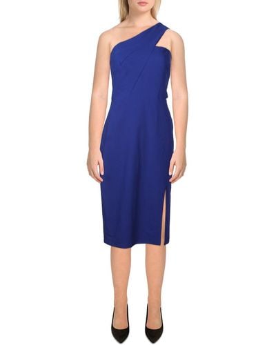 Aidan By Aidan Mattox Crepe One-shoulder Cocktail And Party Dress - Blue