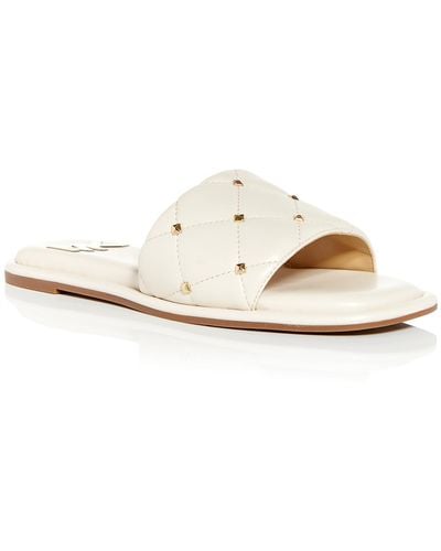 MICHAEL Michael Kors Hayworth Slide Faux Leather Studded Flatform Sandals - White
