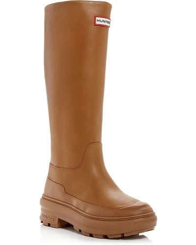 HUNTER Eve Pull On Tall Knee-high Boots - Brown
