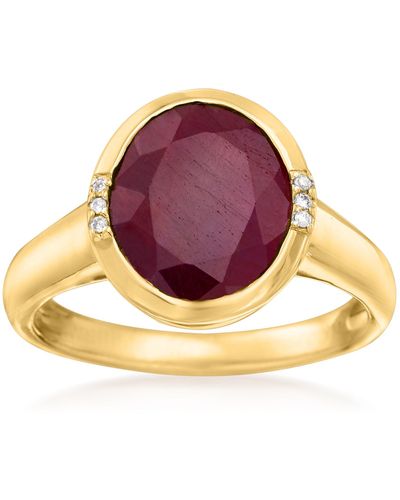 Ross-Simons Ruby Ring With Diamond Accents - Red