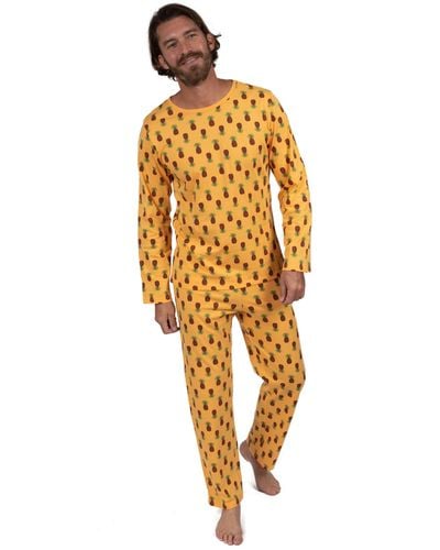 Leveret Two Piece Cotton Loose Fit Pajamas Pineapple - Metallic
