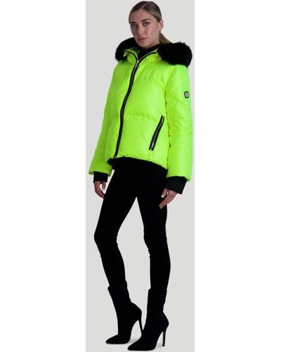 Gorski Neon Après-ski Jacket With Detachable Toscana Lamb Hood Trim - Green