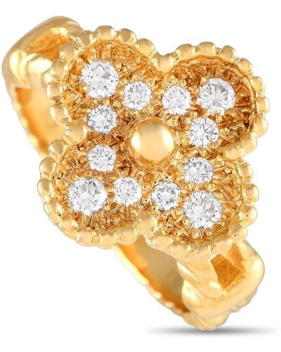 Van Cleef & Arpels 18k Yellow 0.48 Ct Diamond Alhambra Ring Vc05-051524 - Metallic