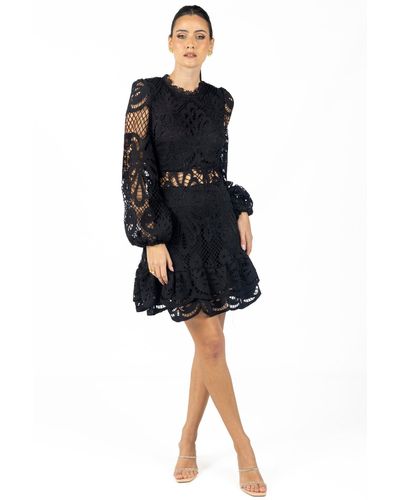 Akalia Miranda Lace Mini Dress - Black