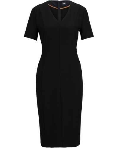 BOSS Slim-fit Dress With Full Rear Zip - Black