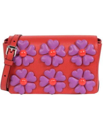 Moschino Floral Applique Shoulder Bag - Red