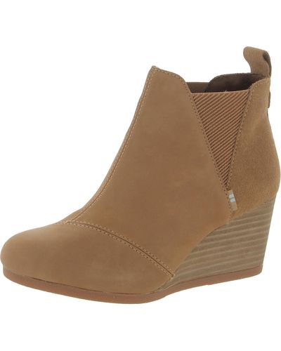 TOMS Kelsey Mixed Media Wedge Boots - Brown