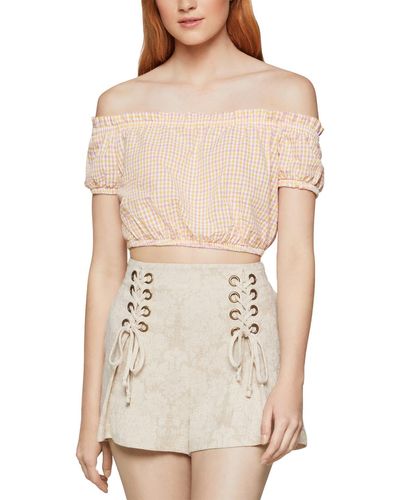 BCBGeneration Off-the-shoulder Puff Sleeve Crop Top - Natural