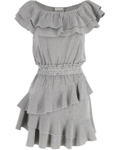 LoveShackFancy Ruffled Gingham Mini Dress - Gray