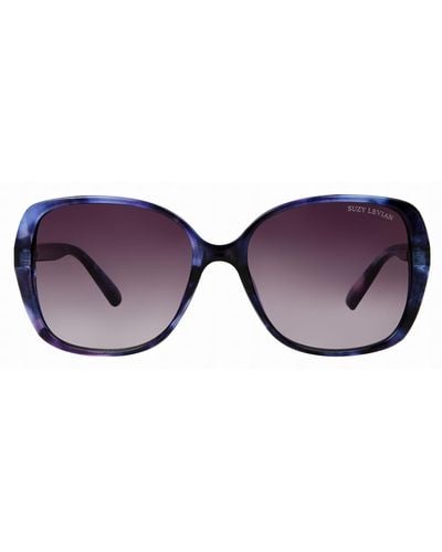 Suzy Levian Tortoise Oversize Lens Sunglasses - Purple