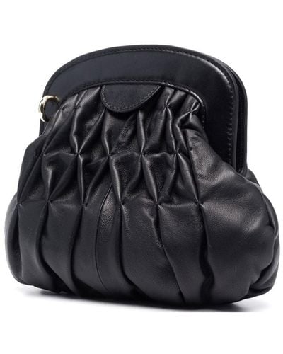 See By Chloé See By Chloe Piia Gathered Leather Crossbody Handbag Clutch - Black
