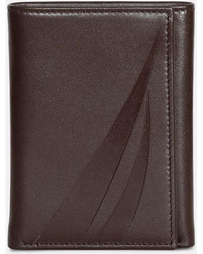 Nautica Leather Trifold Wallet - Brown