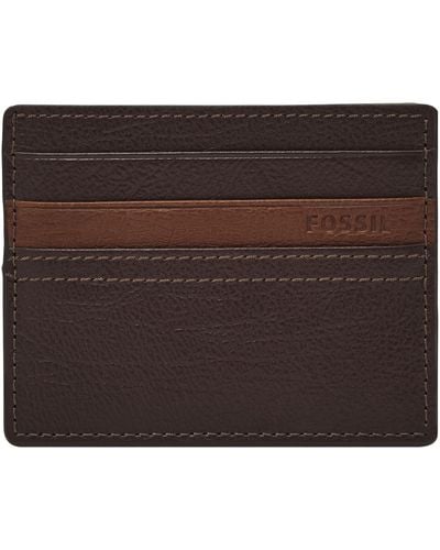 Fossil Kieran Leather Card Case - Brown