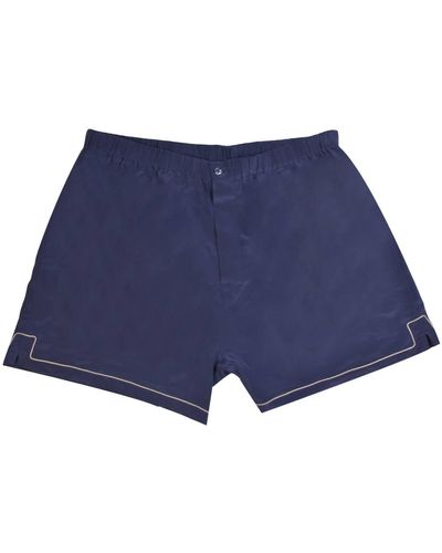 Nero Perla Silk Boxer Shorts - Blue