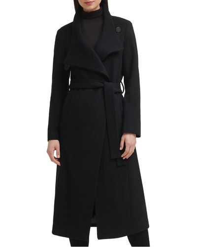 Kenneth Cole Wool-blend Belted Maxi Coat - Black