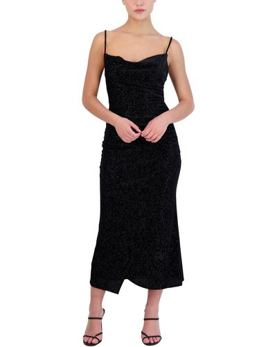 Laundry by Shelli Segal Ruched Metallic Cocktail And Party Dress - Black