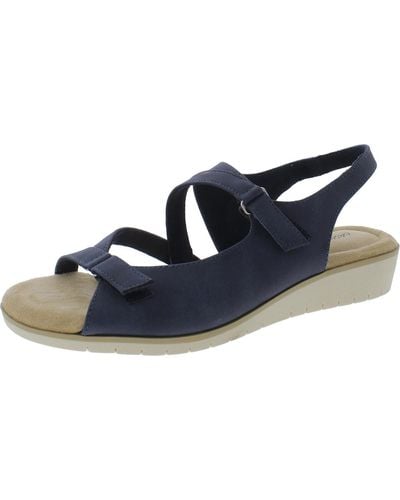 Easy Street Bound Ankle Strap Comfort Insole Wedge Sandals - Blue