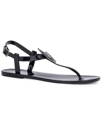 Olivia Miller Celastrina Butterfly Front Thong Slingback Sandals - Metallic