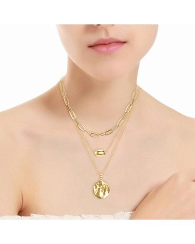 Liv Oliver 18k Gold Multi Layer Modern Necklace - Natural