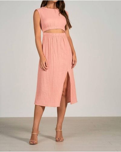 Elan Cut Out Midi Dress - Pink