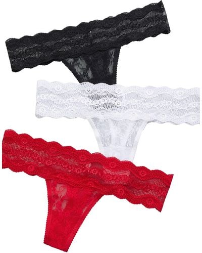 B.tempt'd B. Tempt'd By Wacoal Lace Kiss Thong 3-pack - Red
