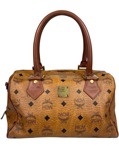 MCM Logo Leather Handbag - Brown