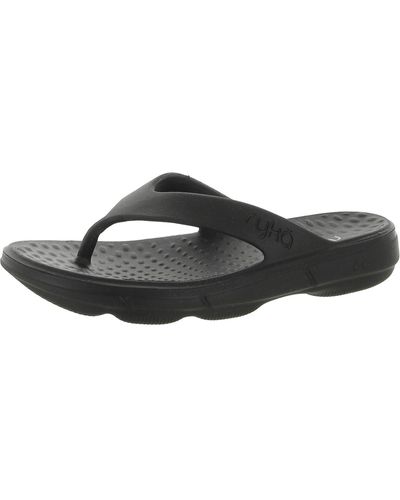Ryka Slip On Lifestyle Thong Sandals - Black