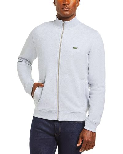 Lacoste Ribbed Knit Lightweight Fleece Jacket - White