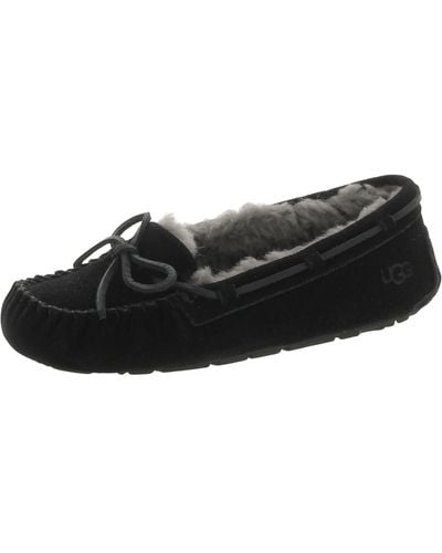 UGG Tazz Suede Moccasin Slippers - Black
