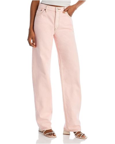 RE/DONE Solid Denim Wide Leg Jeans - Pink