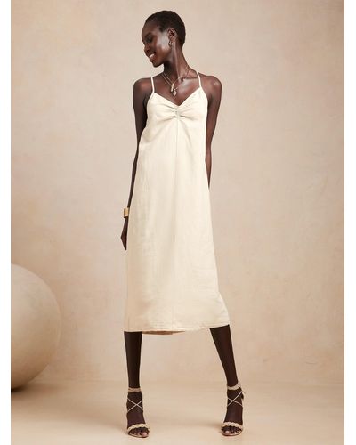 Banana Republic Factory Linen-blend Shift Dress - Natural