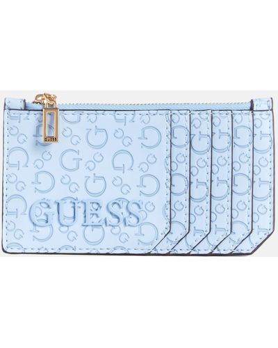 Guess Factory Bowie Debossed Logo Card Case - Blue