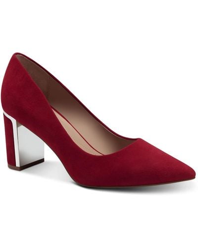 Alfani Jensonn Leather Pointed Toe Dress Heels - Red