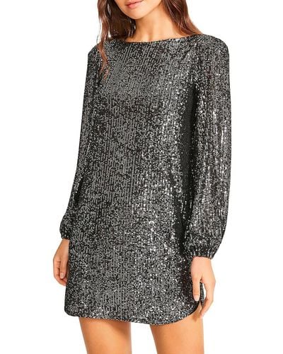 Steve Madden Delorean Sequined Mini Cocktail And Party Dress - Gray