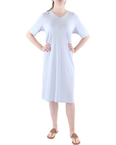 Eileen Fisher V-neck Knee T-shirt Dress - Blue