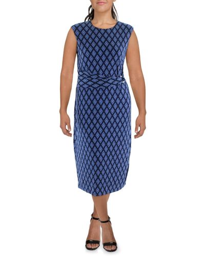 Lauren by Ralph Lauren Jersey Logo Print Midi Dress - Blue