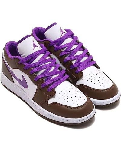 Nike Air Jordan 1 Low 553560-215 Brown/white Sneaker Shoes Size 4 Wh104 - Purple