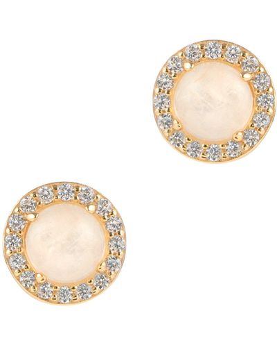 Adornia Fine Adornia Moonstone Halo Studs 14k Gold Vermeil - Natural