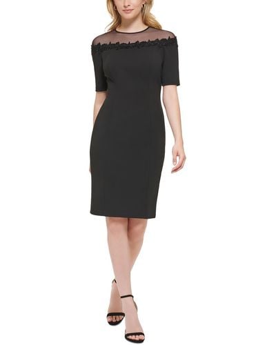 Eliza J Mesh Knee Length Cocktail And Party Dress - Black