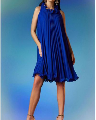 Joseph Ribkoff Pleated Cocktail Dress - Blue